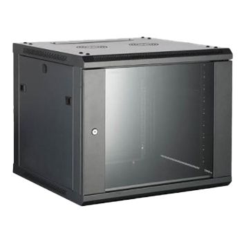 HIKVISION, 12RU 19" Rack Cabinet, Wall mount, 600 (w) x 450 (d) x 637mm (h), With glass door and front vent, Dark grey,  DO NOT USE WITH DVRs,