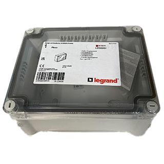 LEGRAND, Enclosure, Polypropylene plastic, Grey, Weather resistant, IP55 rated, 180(L) x 140(W) x 86(D)mm, With transparent polycarbonate cover,