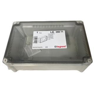 LEGRAND, Enclosure, Polypropylene plastic, Grey, Weather resistant, IP55 rated, 270(L) x 170(W) x 86(D)mm, With transparent polycarbonate cover,