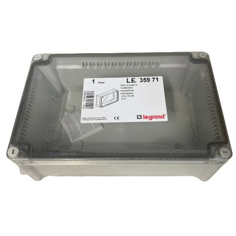 LEGRAND, Enclosure, Polypropylene plastic, Grey, Weather resistant, IP55 rated, 270(L) x 170(W) x 86(D)mm, With transparent polycarbonate cover,
