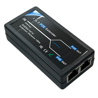 XTENDR, POE Ethernet Two port extender, 10/100 Mbps repeater with IEEE 802.2af 15.47 Watts power, Extends network and power another 100m