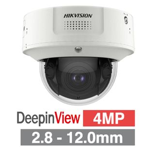 HIKVISION, 4MP HD-IP Dome camera, White, 2.8-12 zoom lens, E-PTZ, 40m IR, 150dB WDR, Day/Night (ICR), 1/1.8" CMOS, Face recognition, H.265/265+, IK10, IP67, 12V DC/24V AC/PoE