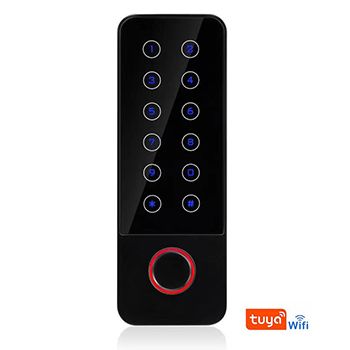 ULTRA ACCESS, Fingerprint reader and keypad, Up to 200 fingerprints, up to 600 cards, Standalone or 26 Bit Wiegand output, Metal, Mifare Card compatible, Tuya WiFi, Red LED, IP66, 12V DC,