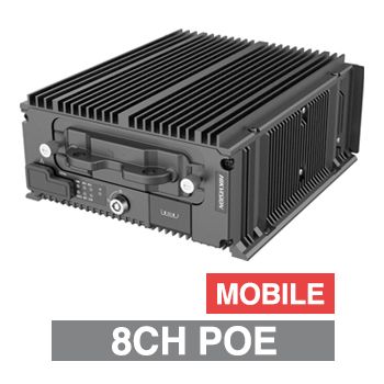 HIKVISION, Mobile HD-IP PoE NVR, 8 channel POE (IEEE 802.3af) (Expandable), up to 4MP maximum, 1x 2.5" HDD/SSD up to 2TB, Ethernet, Optional 3G/4G, Optional WiFi, 1x USB2.0, VGA