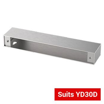 BQT, Surface mount housing to suit YD30D Cobalt Double Side Load Lock, includes 3M adhesive tape for mounting to glass doors.