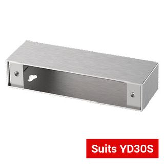 BQT, Surface mount housing to suit YD30S Cobalt Side Load Lock, includes 3M adhesive tape for mounting to glass doors.