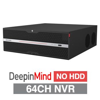 HIKVISION, HD-IP DeepInMind Pro NVR, 64 channel, 400Mbps bandwidth, NO HDD, (16x 20TB max), RAID, VMD, Facial Rec, 2x Ethernet, 2x USB2.0 & 2x USB3.0, Alarm In/Out - 16/9, 2x HDMI/2x VGA, NO POE