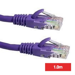 POWERMASTER, Patch lead, Cat5E with RJ45 connectors, 1.0m cable length, Violet,