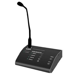 CMX, 4 Zone, Remote microphone, 4 Zones and All Call selection, Zone indicators, Built-in chime, RJ45 connection, powered by amplifier, 8 microphones max, up to 200m