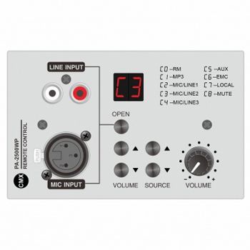 CMX, Remote Volume control, Single Zone control ,(4 Max), Volume and Source control, Source indicator, Built-in Microphone and Line input, RJ45 connection, powered by amplifier, up to 200m