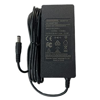 POWERMASTER, 60J Series, Switch mode power supply, 24V DC, 3 amp, Regulated, 2.1mm DC plug, Centre positive,