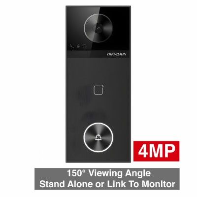 HIKVISION, Intercom, Gen 2, Surface door station, HD-IP, Single call button, 2MP camera, BLC, Built-in Mifare reader, 129 degree view, IP65, WiFi, POE,