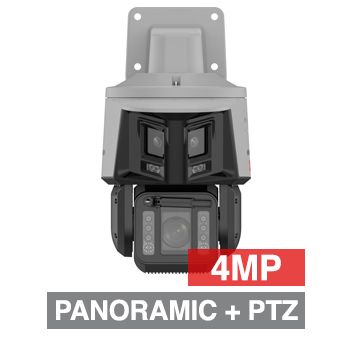 HIKVISION, Anti-Corrosion TandemVu, 6MP HD (190 degree Panoramic) & 4MP PTZ Camera, Silver, 2.8mm fixed lens (190 deg.) & 32X PTZ, 30m white light/150m IR, 1/2.5" CMOS, H.265+, IP67, 12V DC/ PoE