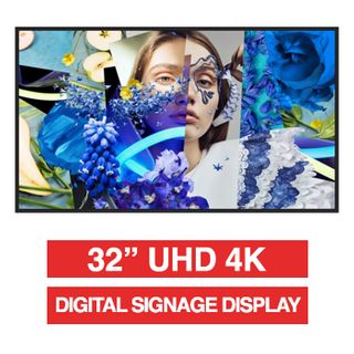 HIKVISION, 32" E-LED Digital Signage slim screen, 4K 3840x2160 resolution, Android 13 OS, 8ms response, 4000:1 contrast ratio, 3x HDMI, 1x DP, 1x LAN port, Wi-Fi, Wall mount
