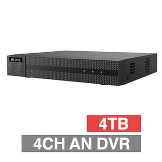 HILOOK, Analogue HD DVR, 4 channel analogue, 2CH IP support (Max 6x IP), 1x 4TB SATA HDD (up to 1x 10TB), VMD, USB/Network backup, Ethernet, 2x USB2.0, 1 Audio In/Out, HDMI/VGA, Smartphone