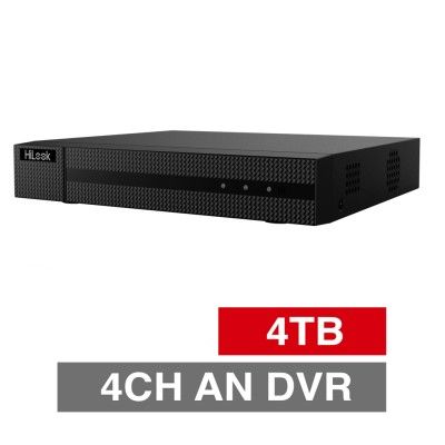 HILOOK, Analogue HD DVR, 4 channel analogue, 2CH IP support (Max 6x IP), 1x 4TB SATA HDD (up to 1x 10TB), VMD, USB/Network backup, Ethernet, 2x USB2.0, 1 Audio In/Out, HDMI/VGA, Smartphone