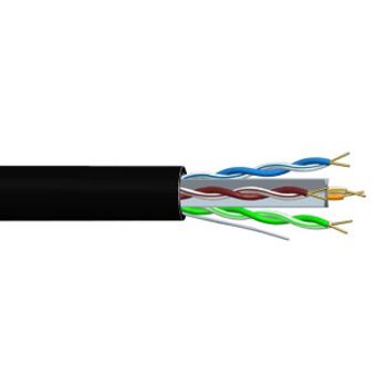 CABLE, Cat6 4 pair 8 x 1/0.51UV rated for outdoor use, (Not Underground), Black sheath UTP, 500m roll,