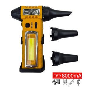 NETDIGITAL, Rechargeable Jet Blower/Vacuum, 8000mA rechargeable battery, Yellow/Black, Belt clip, range of attachments.