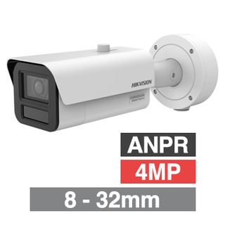 HIKVISION, 4MP DeepinView HD-IP outdoor ANPR Bullet camera, White, 8-32mm motorised zoom lens, 100m IR, WDR, I/O (Alarm & Audio), Wiegand output, 1/1.8&rdquo; CMOS, H.265+, IP67, IK10, 12V DC/POE