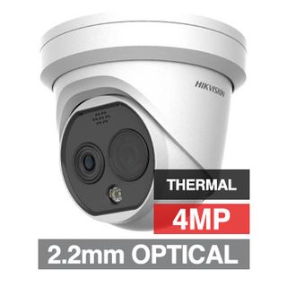 HIKVISION, 4MP Thermal & Optical Fusion Outdoor Turret camera, White, 2.2mm fixed lens (optical), 2.1mm fixed lens (thermal), IR, WDR, Day/Night (ICR), 1/2.7" CMOS, H.265 & H.265+, IP66, 12V DC/PoE