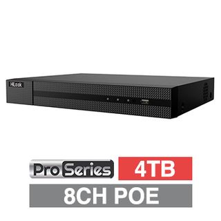 HILOOK, PRO SERIES HD-IP PoE K NVR, 8 channel POE (802.3af/at), 80Mbps bandwidth, 1x 4TB SATA HDD (up to 1x 6TB), VMD, USB/Network backup, Ethernet, 2x USB2.0, 1 Audio In/Out, HDMI/VGA, Smartphone