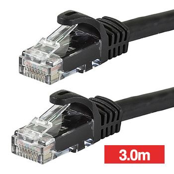 NETDIGITAL, Patch lead, Cat6 with RJ45 connectors, 3.0m cable length, Black