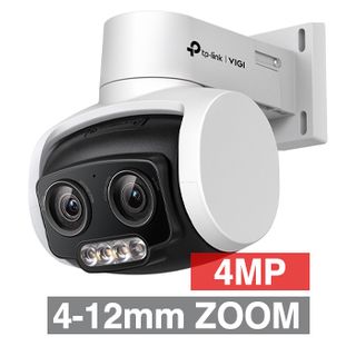 TP LINK, VIGI 4MP Full Colour Zoom HD-IP camera, PTZ, White, 3x Mixed 4-12mm zoom lens, 30m IR, WDR, Smart Events, Audio In/Out, IP66, 12V DC, POE,