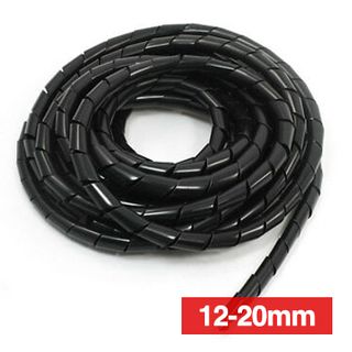 WATTMASTER, Spiral wrapping band, 12mm (min) - 20mm (max) cable diameter, 5m length, Black,