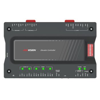 HIKVISION, Master Elevator controller, up to 128 floors, TCP/IP and RS-485, 2x Wiegand or RS-485 readers, 4x door outputs, 4x alarm outputs,