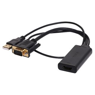 NETDIGITAL, VGA to HDMI Converter, integrated USB cable for digital audio support and extra power if required