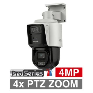 HILOOK, HD-IP TandemVu Outdoor PTZ camera with 2.8mm ColorVu bullet, 40m IR (PTZ), 4x Zoom (2.8 - 12mm lens)(PTZ), 4MP, 1/2.8" CMOS, 0.01Lux, H.265/H.265+, IP66, 12VDC, PoE+,