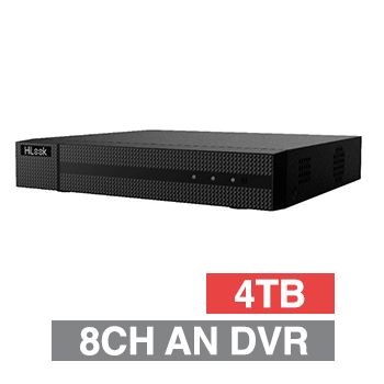 HILOOK, Analogue HD DVR, 8 channel analogue, 4CH IP support (Max 12x IP), 1x 4TB SATA HDD (up to 1x 10TB), VMD, USB/Network backup, Ethernet, 2x USB2.0, 1 Audio In/Out, HDMI/VGA, Smartphone