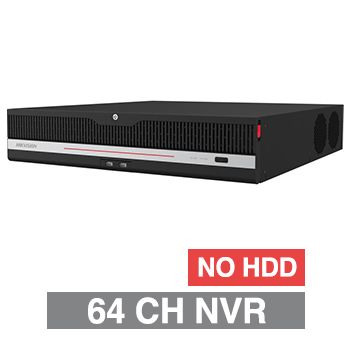 HIKVISION, HD-IP Deep-in-Mind NVR, 64 channel, 400Mbps bandwidth, up to 8 SATA HDD, (8x 14TB max), RAID, VMD, USB/Network backup, Ethernet, 2x USB2.0 & 1x USB3.0, 1 Audio In/Out, 2x HDMI/1x VGA