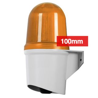 QLIGHT, 100mm Combination LED signal light and electric horn, Wall mount, Amber colour, 100dB Max, SD card for sounds, Binary or Bit input, IP65, 12-24V DC,