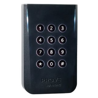 NIDAC (Prove), Keypad, 4x3 style, Weather resistant, IP65, Black, Backlit keys, Wiegand, 12 - 24V DC