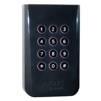 NIDAC (Prove), Keypad, 4x3 style, Weather resistant, IP65, Black, Backlit keys, Wiegand, 12 - 24V DC