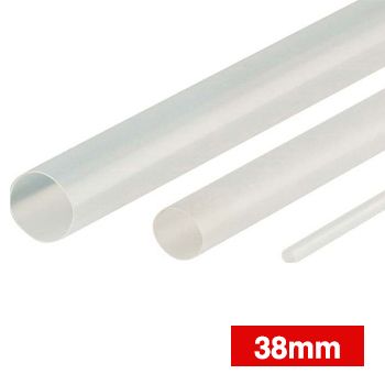 NETDIGITAL, Heat shrink tubing, Clear, 38mm, 25mt length, 2:1 shrink ratio,