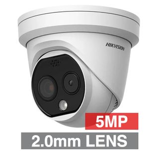 HIKVISION, 5MP HD-IP Mini Dome camera, White, 2mm fixed lens, 120 degrees, 10m IR, WDR, Day/Night, 1/2.8" CMOS, H.265, IK10, Audio, M12 connector,