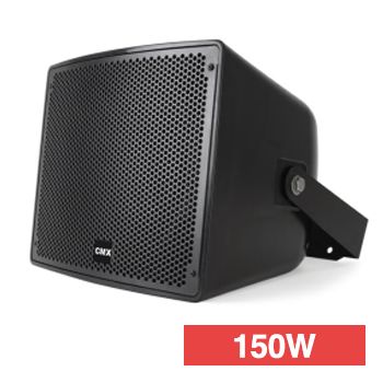 CMX, CMX, Outdoor 2-Way loudspeaker, 150W, Fibre-reinforced black enclosure, Weather resistant, IP66 rated, With mounting bracket, 100V line (Taps at 18.3,37.5,75,150W),