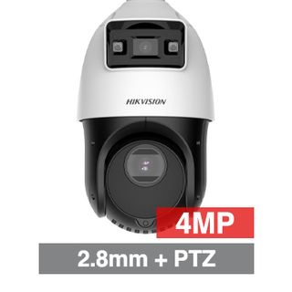 HIKVISION, HD-IP TandemVu Outdoor PTZ camera with 2.8mm ColorVu bullet, 100m IR (PTZ), 25x Zoom (4.8 - 120mm lens)(PTZ), 4MP, 1/2.8" CMOS(PTZ), 0.001Lux, H.265/H.265+, IP66, 12VDC, PoE+, Max 24 W