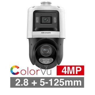 HIKVISION, HD-IP TandemVu Outdoor PTZ camera with 2.8mm ColorVu bullet, 100m IR (PTZ), 25x Zoom (4.8 - 120mm lens)(PTZ), 4MP, 1/2.8" CMOS(PTZ), 0.001Lux, H.265/H.265+, IP66, 12VDC, PoE+, Max 24 W