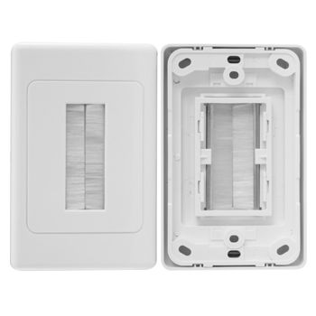 NETDIGITAL, Blank wall plate with brush entry/exit, White,