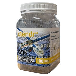 XTENDR, 8 Wire, EZ-RJ45 Cat6 pass through crimp connectors, 100 pack,