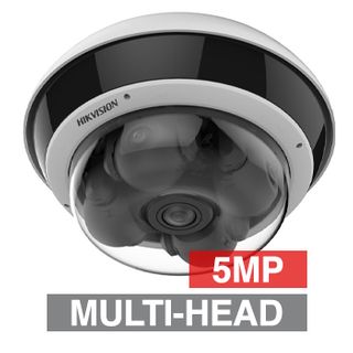 HIKVISION, 4 X 5MP HD-IP Outdoor Multi-head PT dome camera, Black, 2.8-8mm Motor lens, 30m IR, 120dB WDR, Day/Night (ICR), 1/2.7" CMOS, H.265/H.265+, IP67, IK10, Tri-axis, 12V DC/PoE,