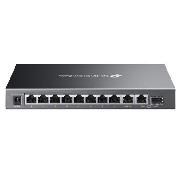 TP LINK, Omada 8 port managed Gigabit POE+ switch, 8x Gigabit POE+, 1x RJ45 & 1x SFP ports, Max port output 30W power, Total POE power up to 123W, Desk mount, Metal case, Fanless, 53.5V DC, Inc. PSU