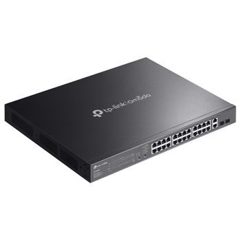 TP LINK, Omada 26 port managed Gigabit POE+ switch, 24x Gigabit POE+, 2x RJ45 & 2x SFP ports, Max port output 30W power, Total POE power up to 384W, Desk/Rack mount, Metal case, 2x fans