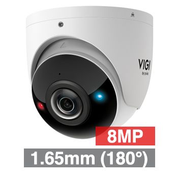 TP LINK, 8MP InSight HD-IP Turret camera w/ 2-way audio, White, 1.65mm lens, 180deg panoramic, 20m IR, WDR, Red/Blue warning lights, Microphone/Speaker, I/O (Alarm & Audio), IP67, IK10, 12V DC/POE