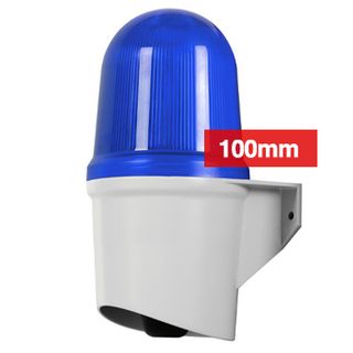 QLIGHT, 100mm Combination LED signal light and electric horn, Wall mount, Blue colour, 100dB Max, SD card for sounds, Binary or Bit input, IP65, 12-24V DC,