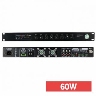CMX, Rack, 1RU Mixer power amplifier, 60W RMS, Outputs 100V line and 4-16 Ohms, 3 balanced phoenix mic inputs, 2 unbalanced aux inputs,MP3 player, FM tuner, Bluetooth, 24V DC, 240V AC,