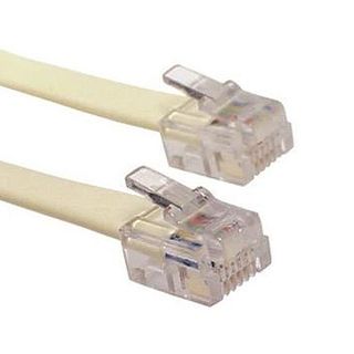 TELEMASTER, Telephone lead, RJ12 to RJ12 (6x6), 2.0Mtr, Ivory,